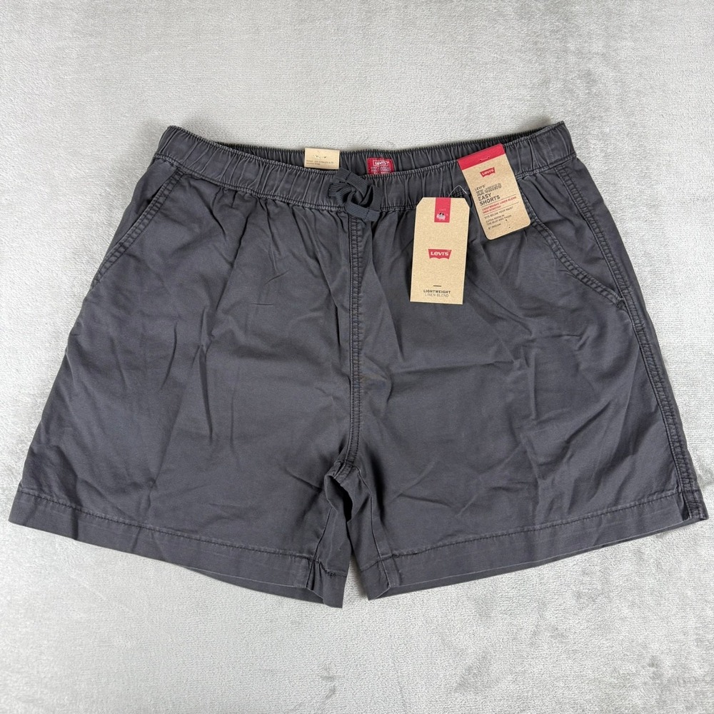 Levis Linen Blend Easy Shorts Mens XL Black Chino Lightweight 6" $50 New NWT